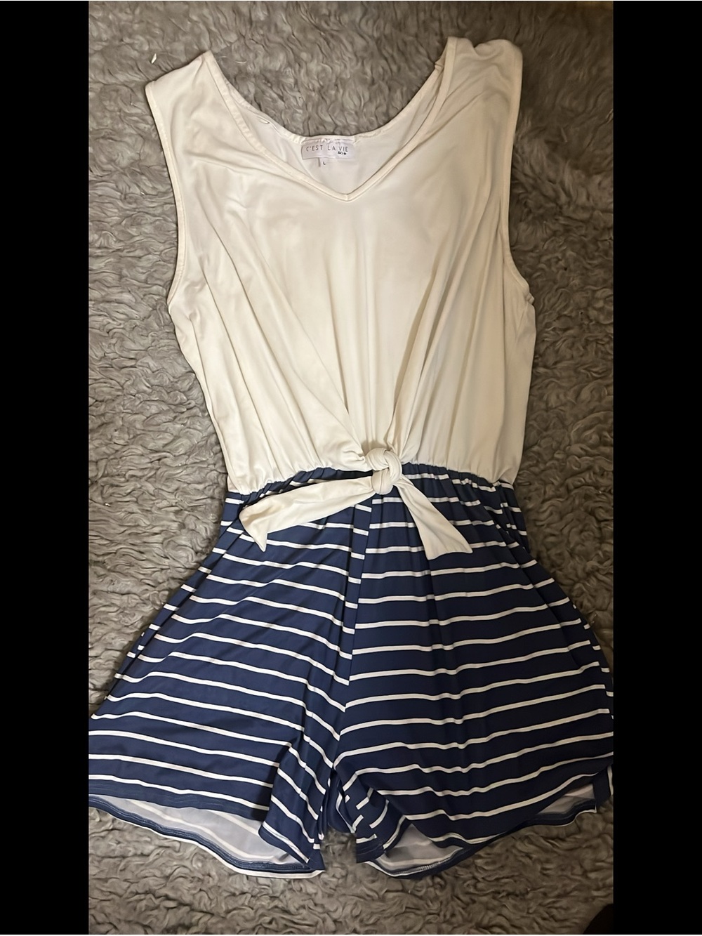 Striped Navy & White Tie-Waist Romper